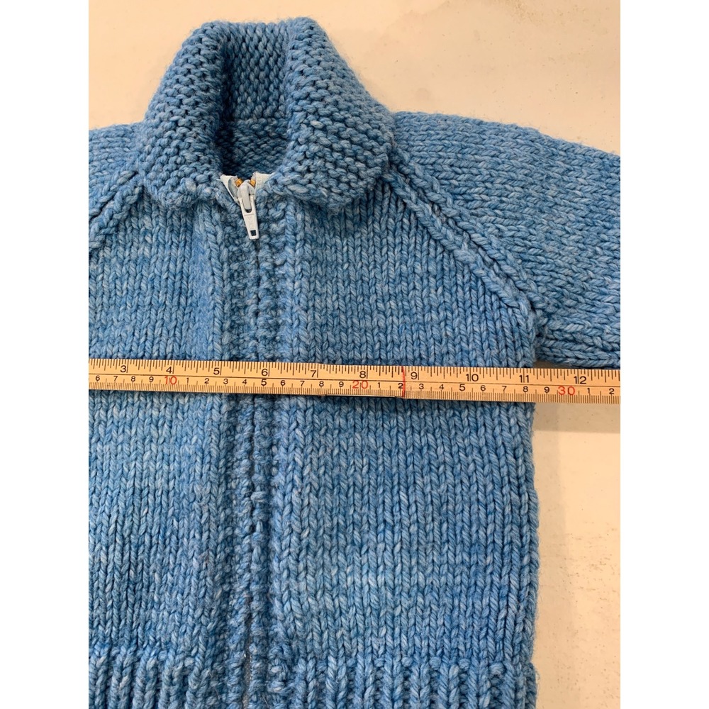 60s VTG Mary Maxim Rare‎ Hand Knit Wool Skunk Cardigan Kids 2T-3T Cowichan-style - Picture 6 of 8